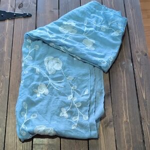 Blue Floral Embroidered Scarf